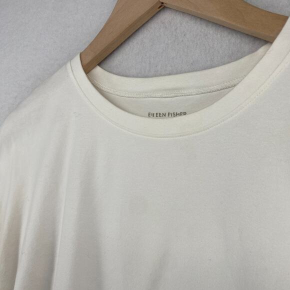 EILEEN FISHER Top S Organic Cotton Stretch Jersey Boxy Dolman Off White USA - Picture 2 of 13